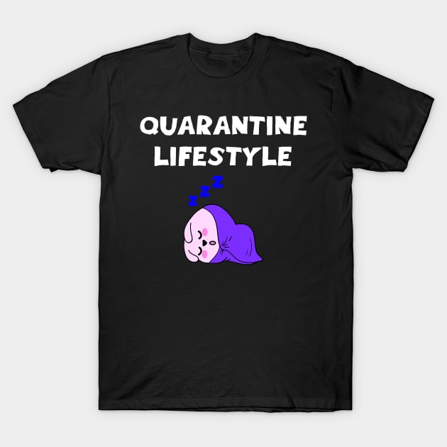 Quarantine chill. Funny quote. Cute napping lazy little pink baby bunny. T-Shirt by IvyArtistic